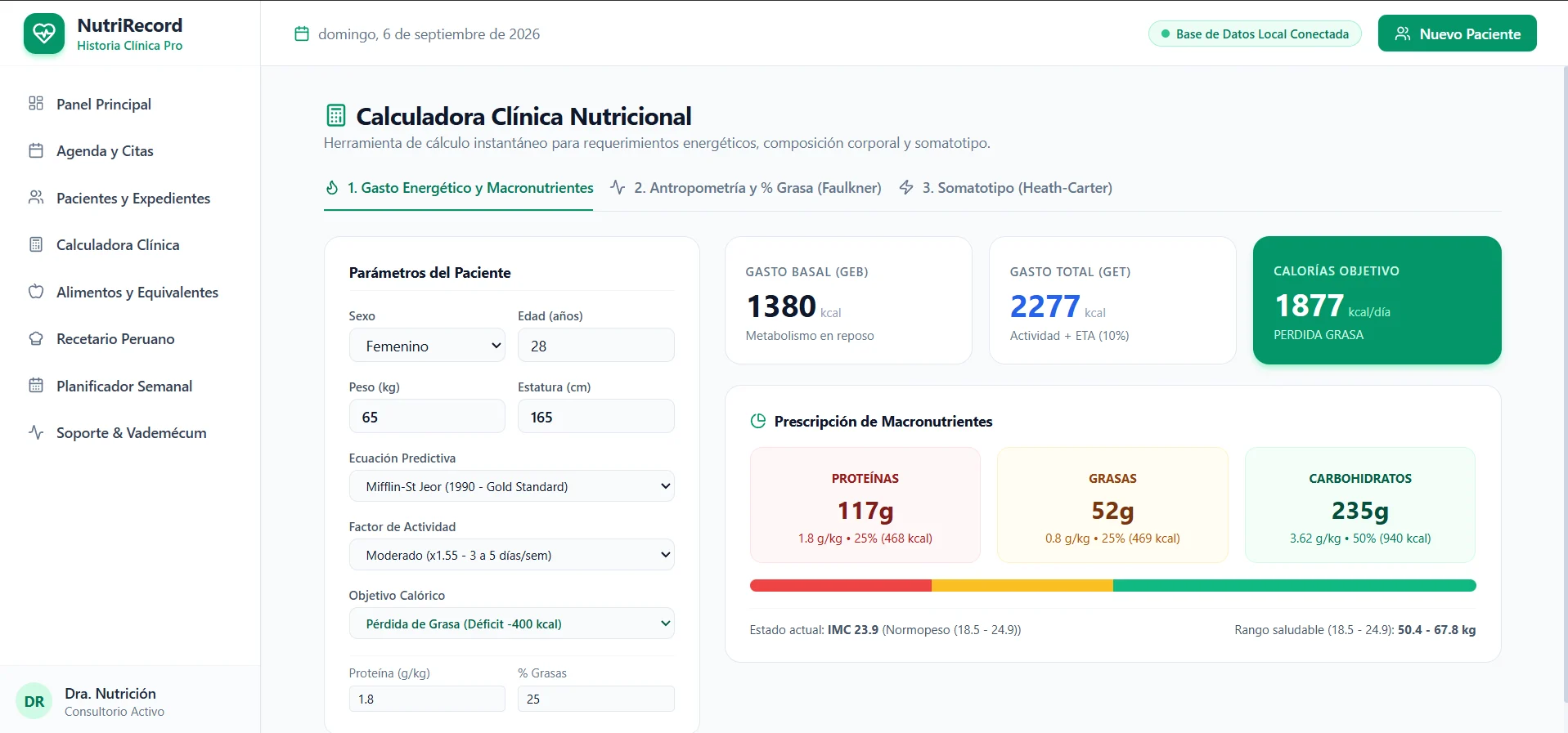 NutriRecord: vista de la aplicación